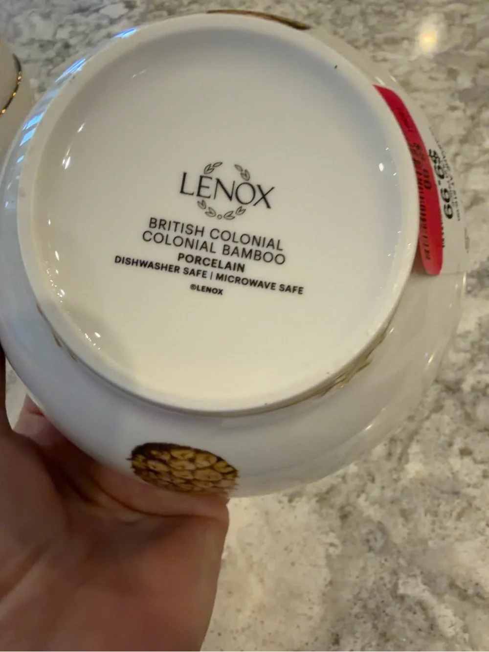 Lenox British Colonial Bamboo Pineapple Rice Bowls Set of 4 | 5.5” Porcelain